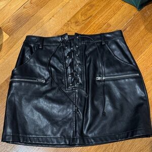 Wild honey Black Leather Lace-Up Skirt